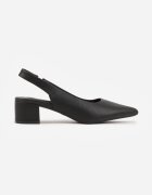 vices Sandale Negre Slingback cu toc gros Decorate cu Perforații Telanisia