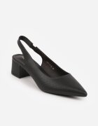 vices Sandale Negre Slingback cu toc gros Decorate cu Perforații Telanisia