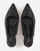 vices Sandale Negre Slingback cu toc gros Decorate cu Perforații Telanisia