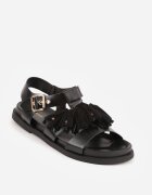 vices Sandale Negre Stil Boho Decorate cu Franjuri și Mărgele Saphareisis