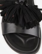 vices Sandale Negre Stil Boho Decorate cu Franjuri și Mărgele Saphareisis