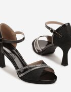 vices Sandale negre stiletto cu sclipici și zirconii Ovirea