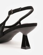 vices Sandale Negre Transparente cu toc cărare fără călcâi Ateletia