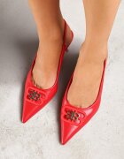 vices Sandale Roșii stil pantof stiletto cu toc kitten fără călcâi cu ornament metalic Lilenda
