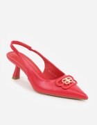 vices Sandale Roșii stil pantof stiletto cu toc kitten fără călcâi cu ornament metalic Lilenda