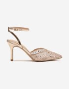 vices Sandale Șampanie cu Toc Stiletto Decorate cu Zirconii Ciaravie