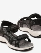 vices Sandale Sport Negre cu Luciu Metalic cu închidere Velcro Tanalia