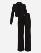 vices Set costum bogat în vâscoză sacou scurt și pantaloni cu cataramă Federine Negru