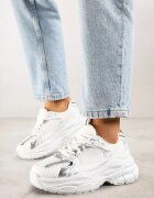 vices Sneakers Alb-Argintii cu Talpă Groasă cu Imprimeuri Nativine