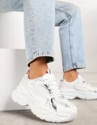 vices Sneakers Alb-Argintii cu Talpă Groasă cu Imprimeuri Nativine