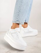 vices Sneakers Alb-Argintii cu Talpă Groasă și Inserții Metalice Nelesea