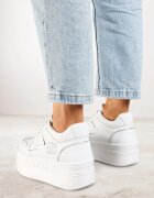 vices Sneakers Alb-Argintii cu Talpă Groasă și Inserții Metalice Nelesea
