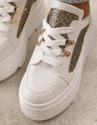 vices Sneakers Albi cu Platformă cu Sclipici Elanatale