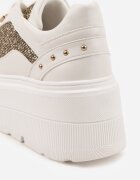 vices Sneakers Albi cu Platformă cu Sclipici Elanatale