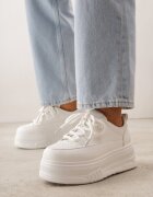 vices Sneakers Albi cu Talpă Groasă cu Reliefuri Azirara