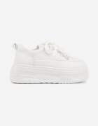 vices Sneakers Albi cu Talpă Groasă cu Reliefuri Azirara