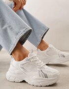 vices Sneakers Albi cu Talpă Groasă Reliefată cu Perforație Elanatia