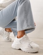 vices Sneakers Albi cu Talpă Groasă Reliefată cu Perforație Elanatia