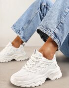vices Sneakers Albi cu Talpă Masivă și Cusături Hatila