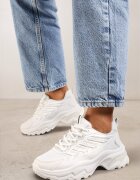 vices Sneakers Albi cu Talpă Masivă și Cusături Hatila