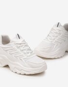 vices Sneakers Albi cu Talpă Masivă și Cusături Hatila