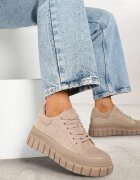 vices Sneakers Bej închis cu talpă groasă în relief cu perforații Lealita