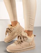 vices Sneakers Bej închis în stil cizme de iarnă izolate termic cu șireturi late Rennith
