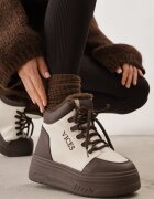 vices Sneakers Bej-Maro cu platformă Căptușiți cu blană Leanelitia