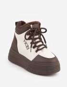 vices Sneakers Bej-Maro cu platformă Căptușiți cu blană Leanelitia
