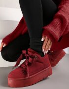 vices Sneakers Bordo în stil de cizme de zăpadă pe platformă cu blană decorativă Nalirea