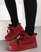 vices Sneakers Bordo în stil de cizme de zăpadă pe platformă cu blană decorativă Nalirea