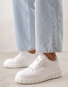 vices Sneakers Casual Albi pe Talpă Groasă cu Reliefuri Therelle