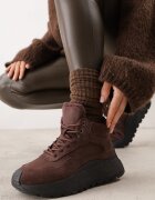 vices Sneakers de iarnă Maro cu Talpă Groasă Ornați cu Blană și cu Inscripția Nelinena