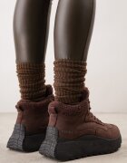 vices Sneakers de iarnă Maro cu Talpă Groasă Ornați cu Blană și cu Inscripția Nelinena