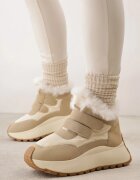 vices Sneakers Ghete de zăpadă Bej cu Talpă Groasă cu Închidere cu Velcro și Blană Nelisella