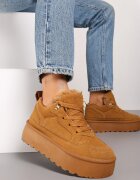 vices Sneakers maronii în stil cizme de zăpadă în stil cizme de zăpadă pe platformă cu blană decorativă Nalirea