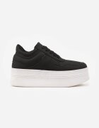 vices Sneakers Negre Cu șireturi Pe Talpă Groasă Decorate cu Text Annalira
