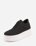 vices Sneakers Negre Cu șireturi Pe Talpă Groasă Decorate cu Text Annalira