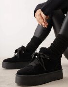 vices Sneakers Negre în Stil Ghete de zăpadă pe Platformă cu Blană Decorativă Nalirea