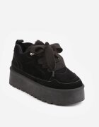 vices Sneakers Negre în Stil Ghete de zăpadă pe Platformă cu Blană Decorativă Nalirea