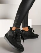 vices Sneakers Negri în stil de cizme de zăpadă Căptușiți cu șireturi late Rennith
