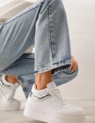 vices Sneakerși Alb-Argintii cu Talpă Groasă Cusături și Embosare Berolle
