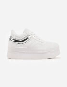 vices Sneakerși Alb-Argintii cu Talpă Groasă Cusături și Embosare Berolle