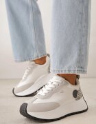 vices Sneakerși albi cu Talpă Groasă cu Model de Leopard și Aplicație Selarisa
