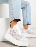 vices Sneakerși Albi cu Talpă Groasă și Față Ajurată Ardisov