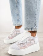 vices Sneakerși Albi cu Talpă Groasă și Față Ajurată Ardisov