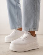 vices Sneakerși Albi pe Platformă cu Perforație Decorativă la Vârf Riovera