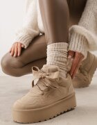 vices Sneakerși Bej închis pe Platformă cu Blană Decorativă Nalirea