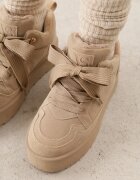 vices Sneakerși Bej închis pe Platformă cu Blană Decorativă Nalirea