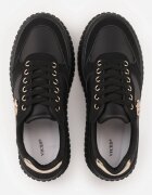 vices Sneakersi Negri pe Talpă Canelată Decorați cu Aplicație Elegantă Lunatea